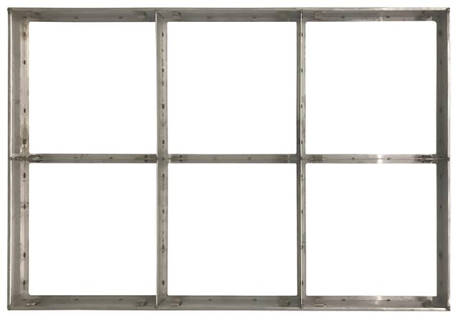 Bare metal filter grid with six openings