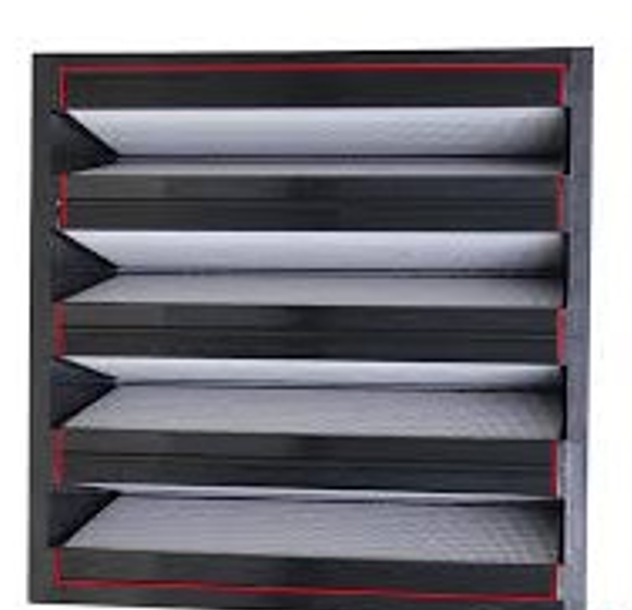Face view of a V-bank filter with the header and base seam lines marked
